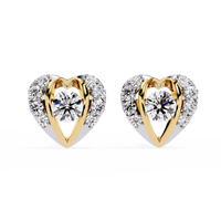 0.7 CTW round diamond open-heart stud earrings in Yellow Gold, front view – Lunéa Paris