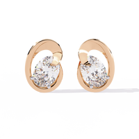 1.3 CTW oval diamond sculptural swirl stud earrings in Rose Gold, front view – Lunéa Paris