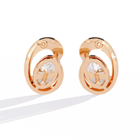 1.3 CTW oval diamond sculptural swirl stud earrings in Rose Gold, rear view – Lunéa Paris