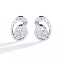 1.3 CTW oval diamond sculptural swirl stud earrings in White Gold, rear view – Lunéa Paris