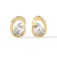 1.3 CTW oval diamond sculptural swirl stud earrings in Yellow Gold, front view – Lunéa Paris