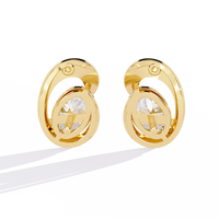 1.3 CTW oval diamond sculptural swirl stud earrings in Yellow Gold, rear view – Lunéa Paris