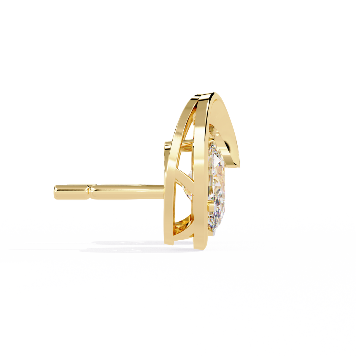 1.3 CTW oval diamond sculptural swirl stud earrings in Yellow Gold, side view – Lunéa Paris