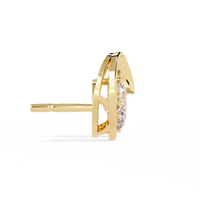 1.3 CTW oval diamond sculptural swirl stud earrings in Yellow Gold, side view – Lunéa Paris