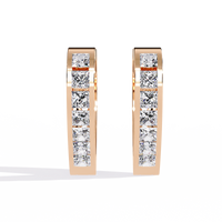 0.8 CTW princess-cut diamond heart hoop earrings in Rose Gold, front view – Lunéa Paris