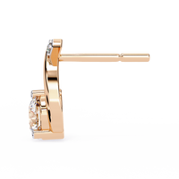 1.3 CTW round diamond crossover teardrop stud earrings in Rose Gold, side view – Lunéa Paris