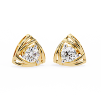 0.6 CTW round diamond triangular swirl stud earrings in White Gold, front view – Lunéa Paris