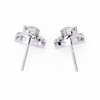 0.6 CTW round diamond triangular swirl stud earrings in White Gold, rear view – Lunéa Paris