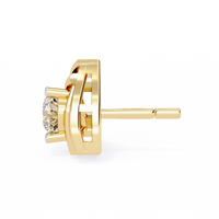 0.6 CTW round diamond triangular swirl stud earrings in Yellow Gold, side view – Lunéa Paris