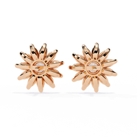 1.3 CTW marquise halo round diamond floral stud earrings in Rose Gold, rear view – Lunéa Paris