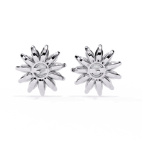 1.3 CTW marquise halo round diamond floral stud earrings in White Gold, rear view – Lunéa Paris