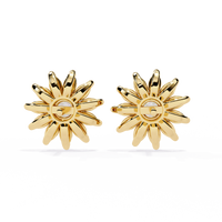 1.3 CTW marquise halo round diamond floral stud earrings in Yellow Gold, rear view – Lunéa Paris