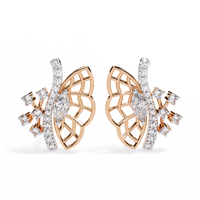 0.4 CTW marquise and round diamond butterfly stud earrings in Rose Gold, front view – Lunéa Paris