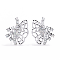0.4 CTW marquise and round diamond butterfly stud earrings in White Gold, front view – Lunéa Paris