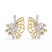 0.4 CTW marquise and round diamond butterfly stud earrings in Yellow Gold, front view – Lunéa Paris