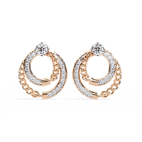 0.5 CTW round diamond chain-loop stud earrings in Rose Gold, front view – Lunéa Paris