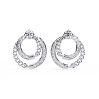 0.5 CTW round diamond chain-loop stud earrings in White Gold, front view – Lunéa Paris
