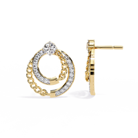0.5 CTW round diamond chain-loop stud earrings in Yellow Gold, angled view – Lunéa Paris