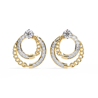 0.5 CTW round diamond chain-loop stud earrings in Yellow Gold, front view – Lunéa Paris