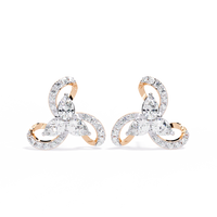 1.4 CTW pear and round diamond tri-loop stud earrings in Rose Gold, front view – Lunéa Paris