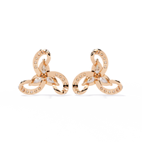 1.4 CTW pear and round diamond tri-loop stud earrings in Rose Gold, rear view – Lunéa Paris