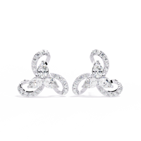 1.4 CTW pear and round diamond tri-loop stud earrings in White Gold, front view – Lunéa Paris