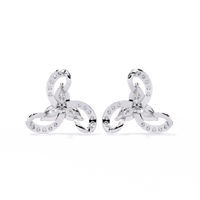 1.4 CTW pear and round diamond tri-loop stud earrings in White Gold, rear view – Lunéa Paris