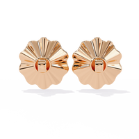 0.1 CTW round diamond fluted floral stud earrings in Rose Gold, rear view – Lunéa Paris
