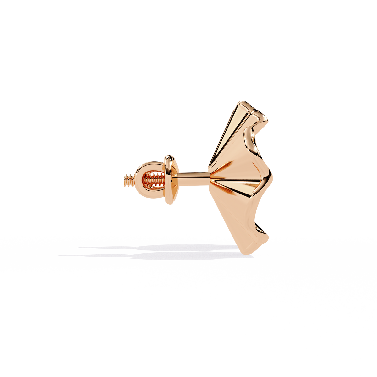 0.1 CTW round diamond fluted floral stud earrings in Rose Gold, side view – Lunéa Paris