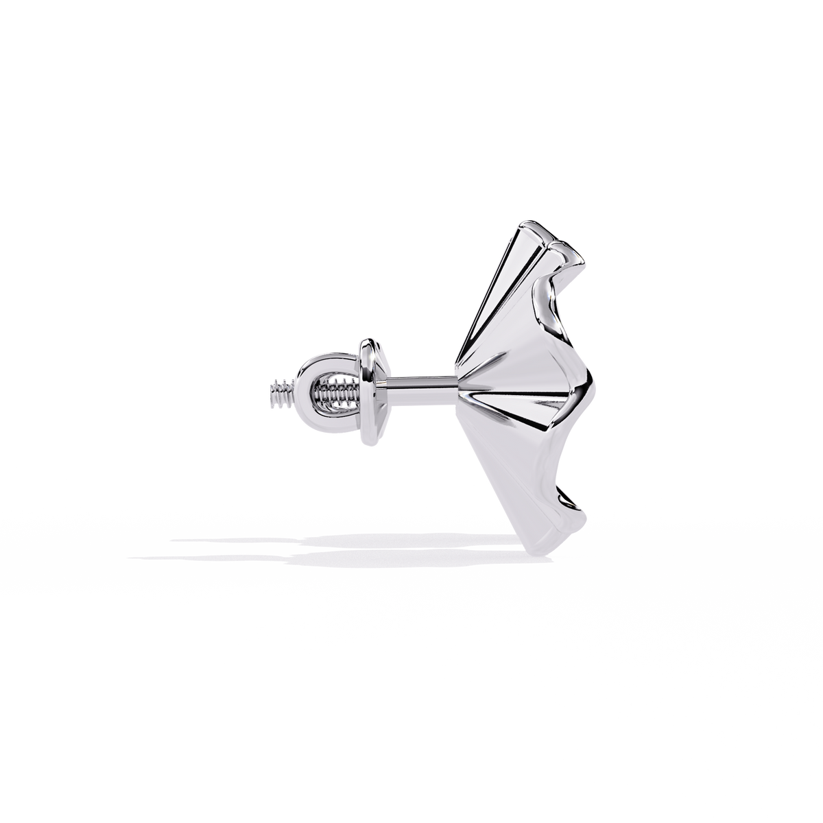 0.1 CTW round diamond fluted floral stud earrings in White Gold, side view – Lunéa Paris