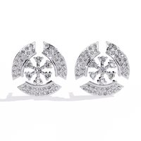 0.5 CTW round diamond geometric circular pavé stud earrings in White Gold, front view – Lunéa Paris