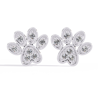 0.2 CTW round diamond paw-print stud earrings in White Gold, front view – Lunéa Paris