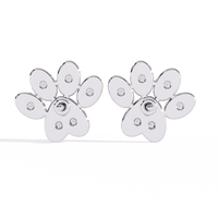 0.2 CTW round diamond paw-print stud earrings in White Gold, rear view – Lunéa Paris