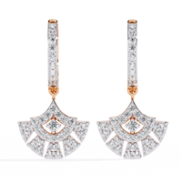 0.5 CTW round diamond fan pavé hoop drop earrings in Rose Gold, front view – Lunéa Paris