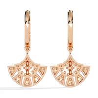 0.5 CTW round diamond fan pavé hoop drop earrings in Rose Gold, rear view – Lunéa Paris