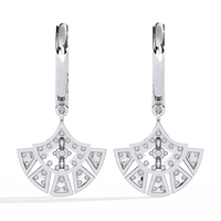 0.5 CTW round diamond fan pavé hoop drop earrings in White Gold, rear view – Lunéa Paris
