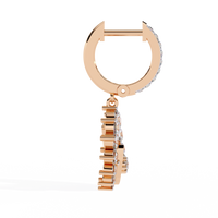 1.0 CTW round diamond crescent wreath hoop drop earrings in Rose Gold, rear view – Lunéa Paris
