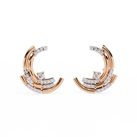 0.2 CTW round diamond sculptural swirl stud earrings in Rose Gold, front view – Lunéa Paris