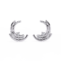 0.2 CTW round diamond sculptural swirl stud earrings in White Gold, front view – Lunéa Paris