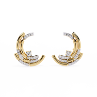 0.2 CTW round diamond sculptural swirl stud earrings in Yellow Gold, front view – Lunéa Paris