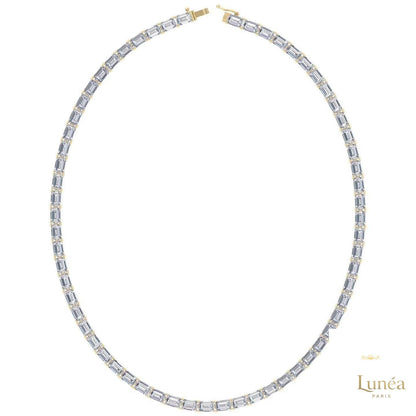 East West Emerald-Cut Lab Diamond Tennis Necklace