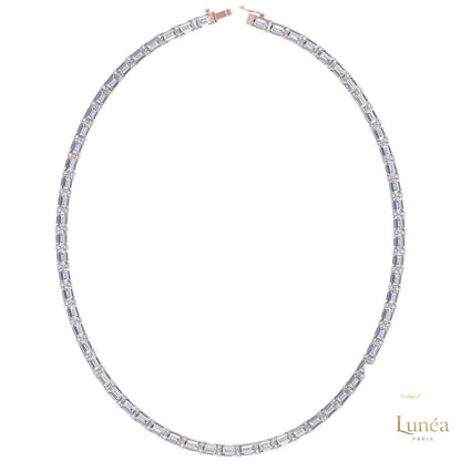 East West Emerald-Cut Lab Diamond Tennis Necklace
