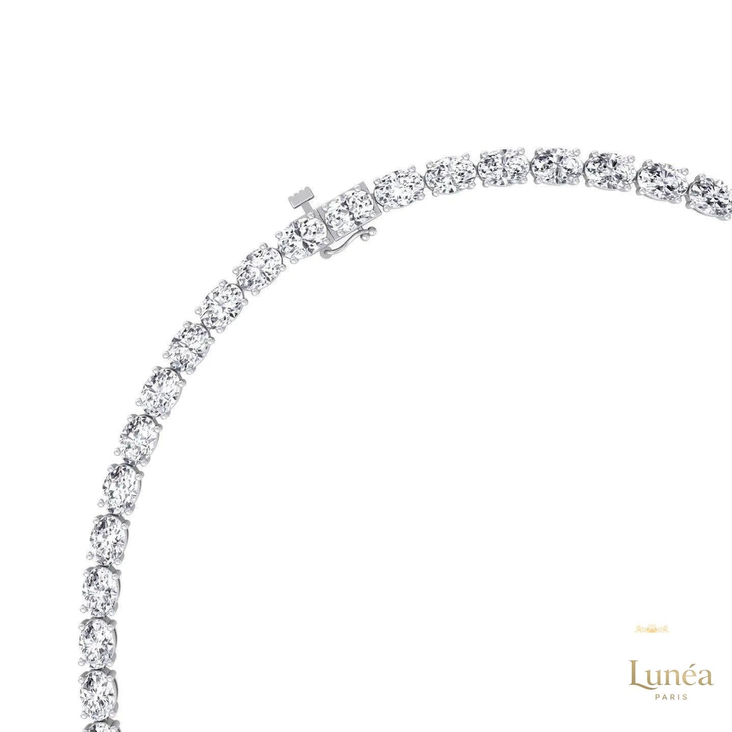 East-West Oval Diamond Tennis Necklace