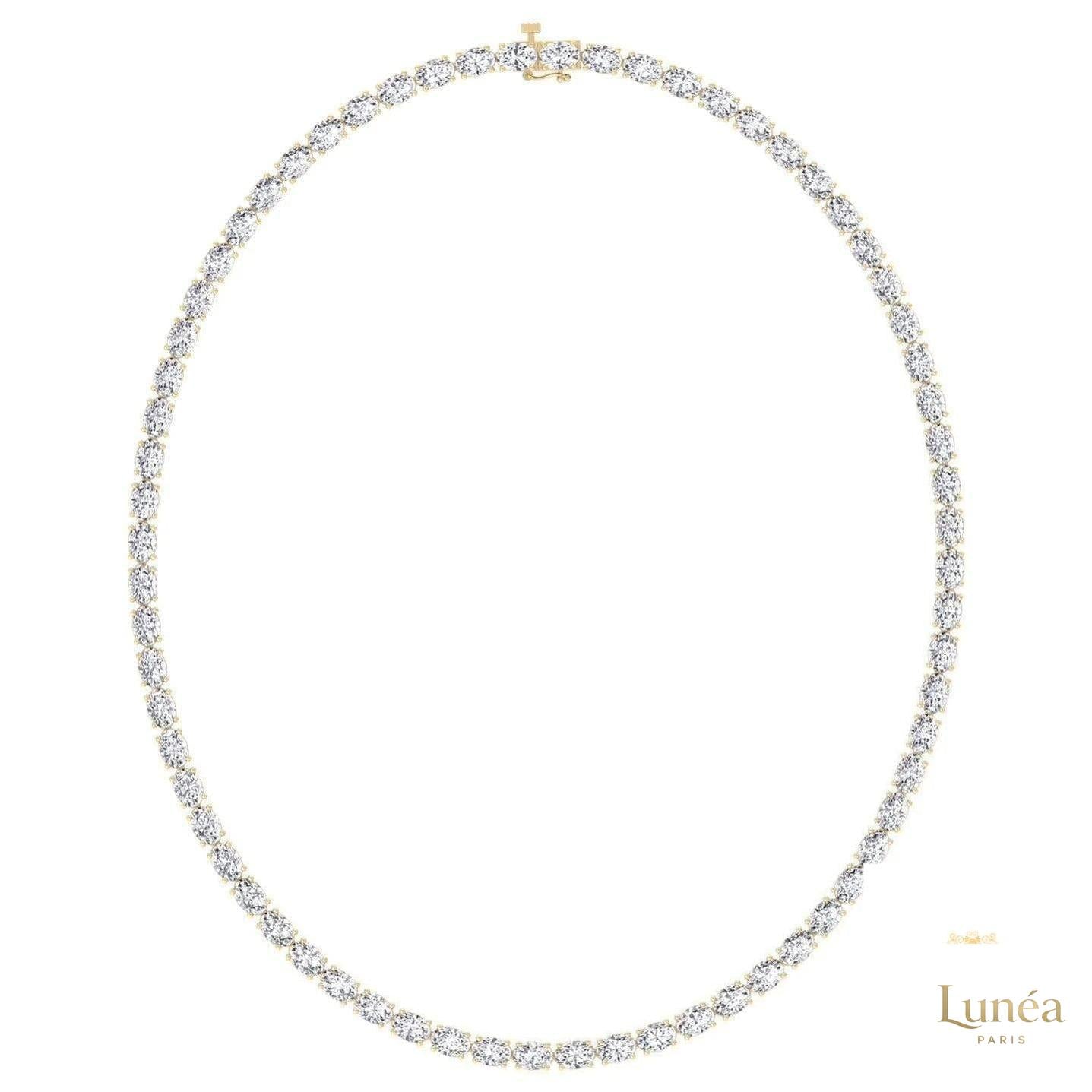 East-West Oval Diamond Tennis Necklace