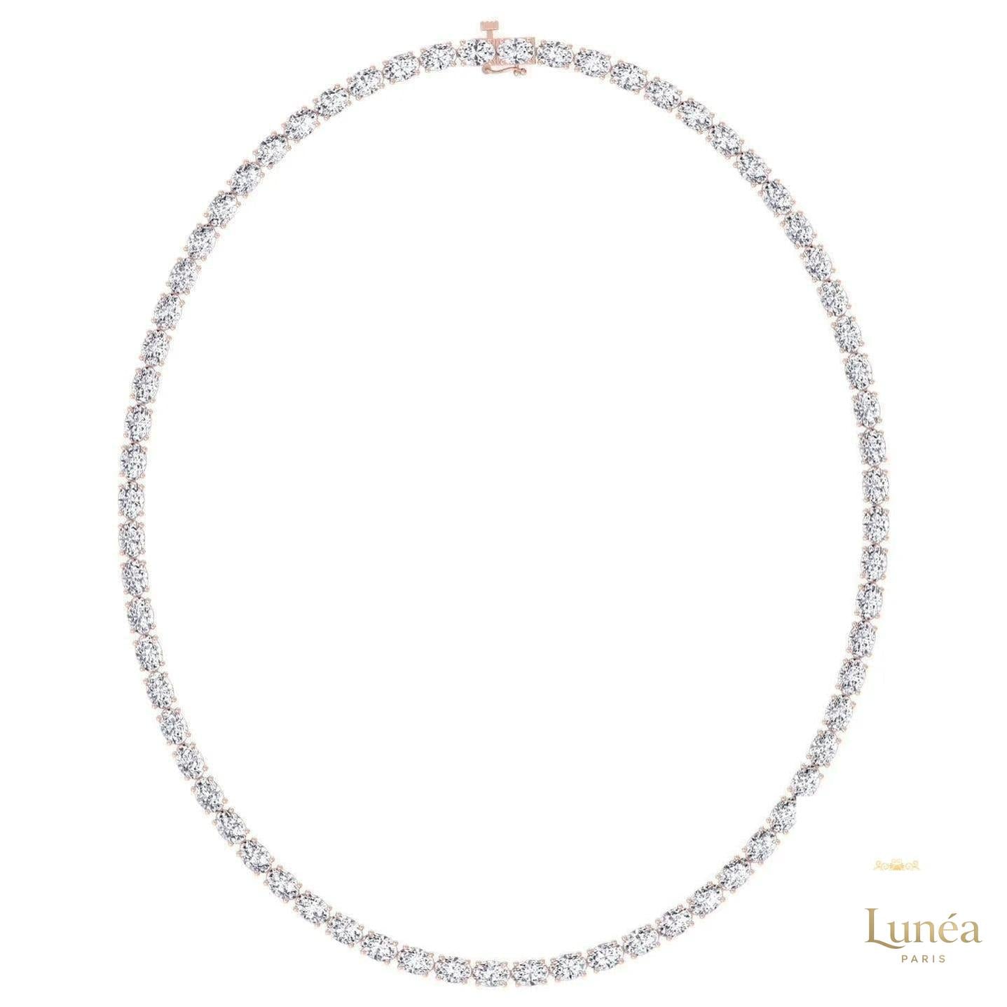 East-West Oval Diamond Tennis Necklace
