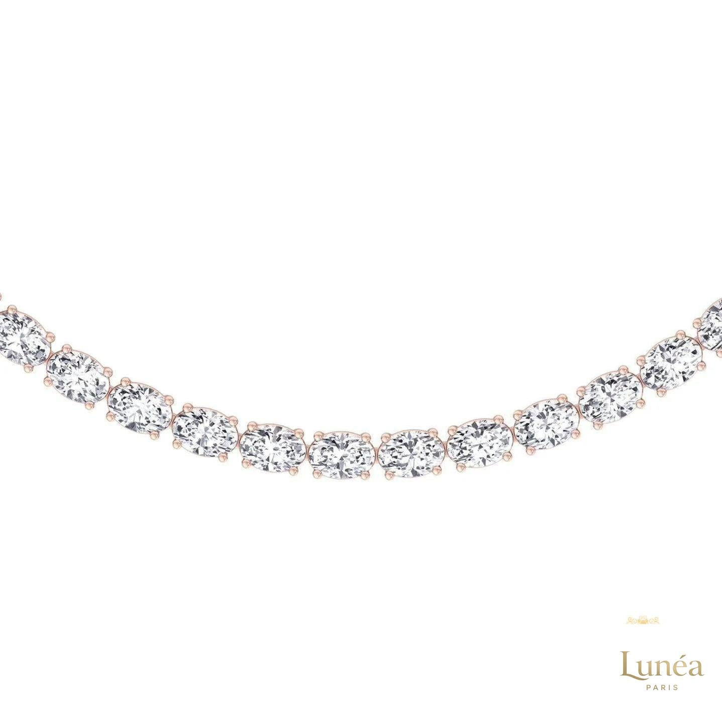 East-West Oval Diamond Tennis Necklace