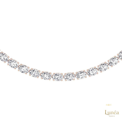 East-West Oval Diamond Tennis Necklace