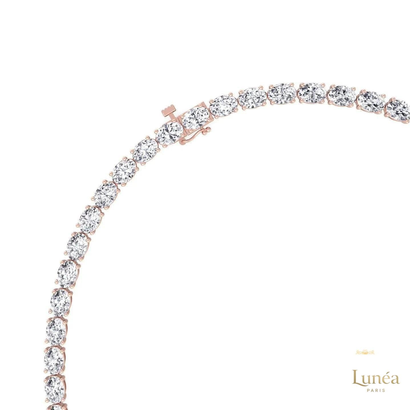 East-West Oval Diamond Tennis Necklace