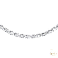 East-West Oval Diamond Tennis Necklace