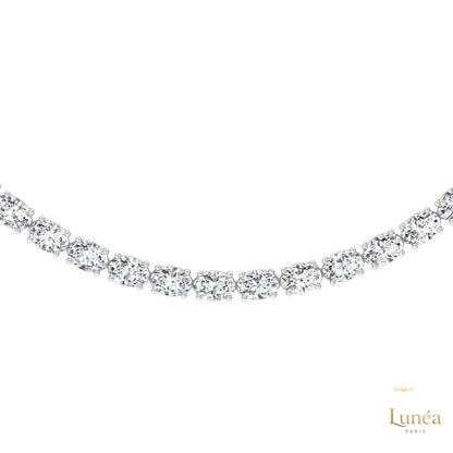 East-West Oval Diamond Tennis Necklace